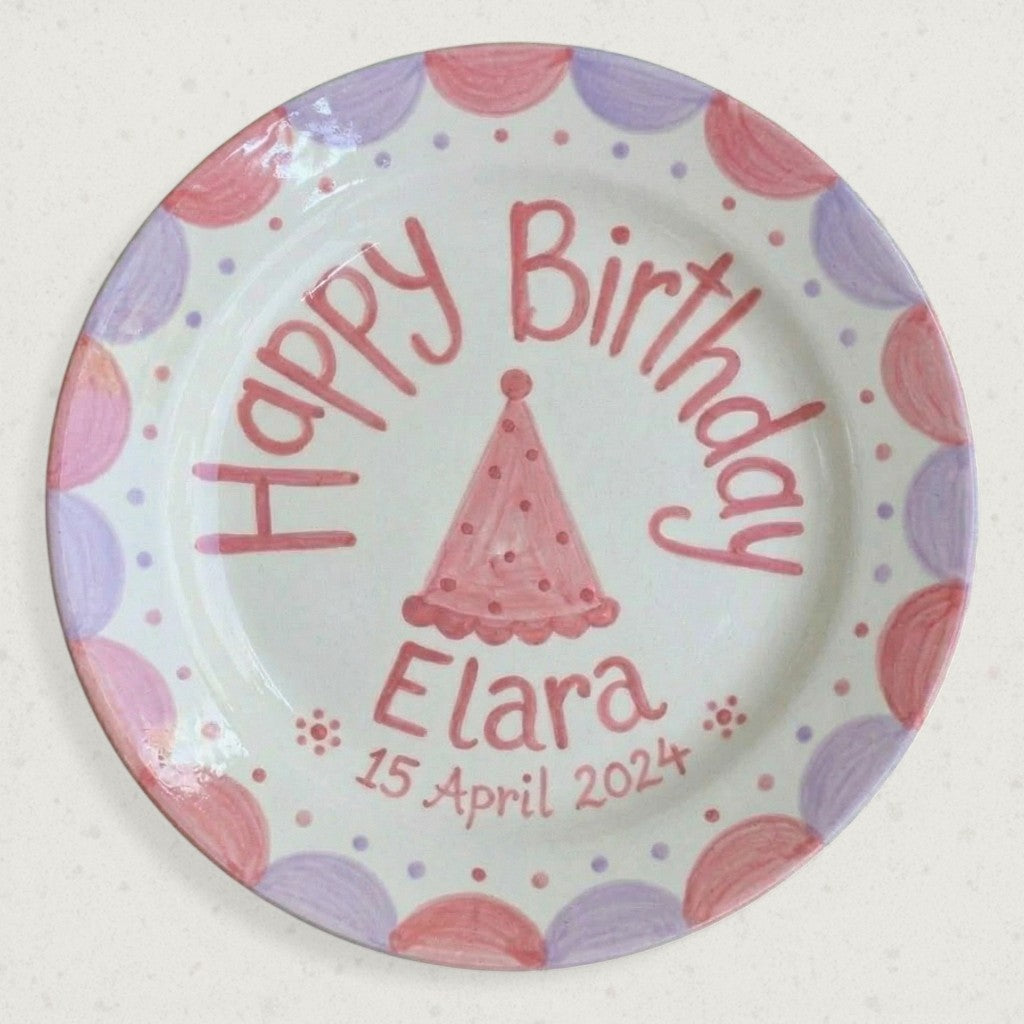 Personalized Baby Girl Ceramic Birthday Plate – Custom Hand Painted Ceramic Gift - BCP167