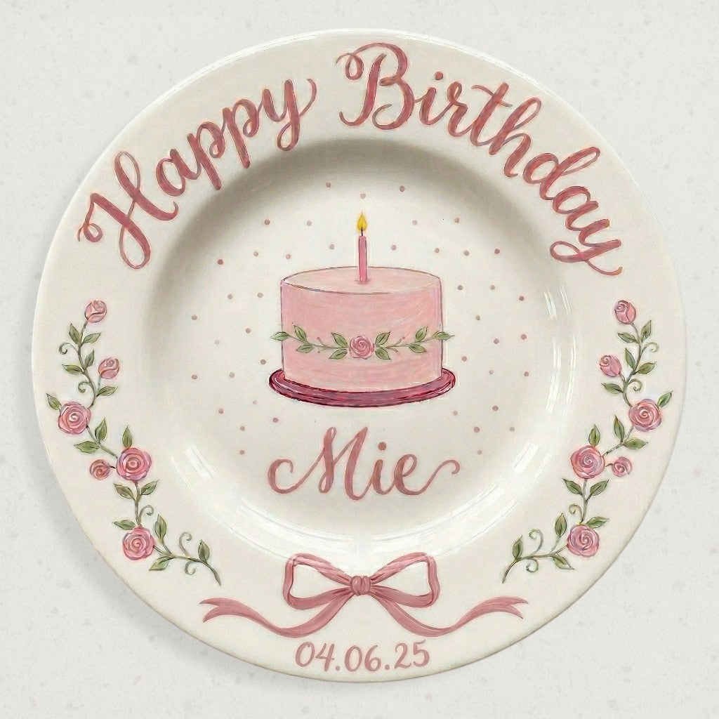 Personalized Baby Girl Ceramic Birthday Plate – Custom Hand Painted Ceramic Gift - BCP175