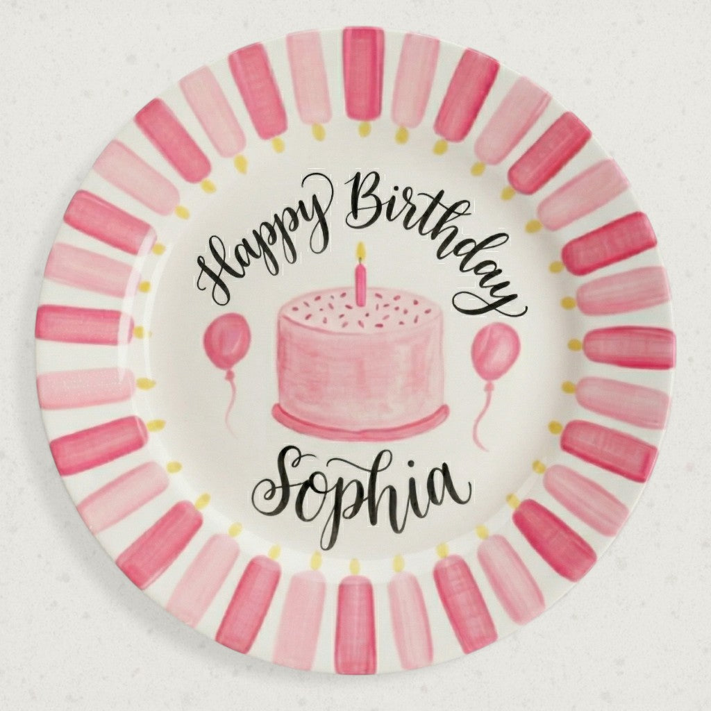 Personalized Baby Girl Ceramic Birthday Plate – Custom Hand Painted Ceramic Gift - BCP180