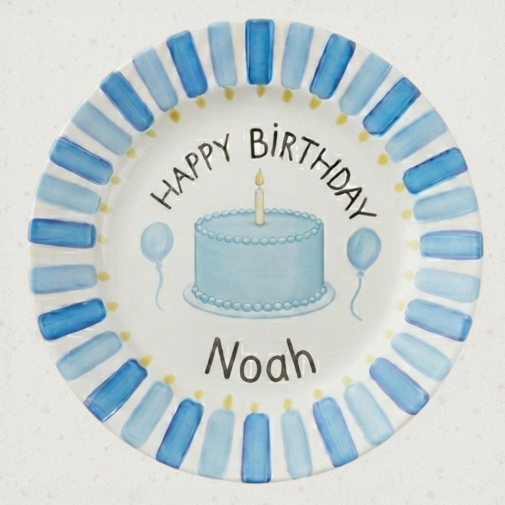 Personalized Baby Boy's Ceramic Birthday Plate – Custom Hand Painted Ceramic Gift - BCP181