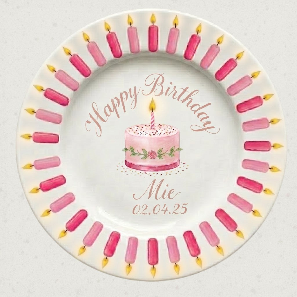 Personalized Baby Girl Ceramic Birthday Plate – Custom Hand Painted Ceramic Gift - BCP150