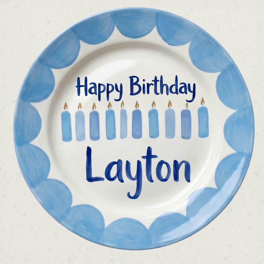 Personalized Baby Boy's Ceramic Birthday Plate – Custom Hand Painted Ceramic Gift - BCP187