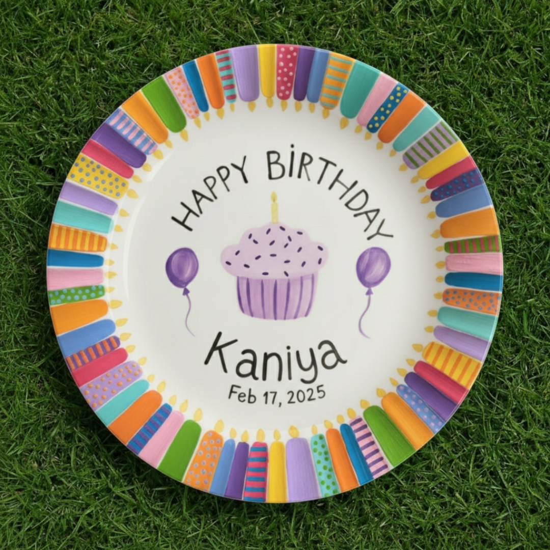 Personalized Boy Birthday Plate – Custom Hand-Painted Ceramic Gift - BCP61