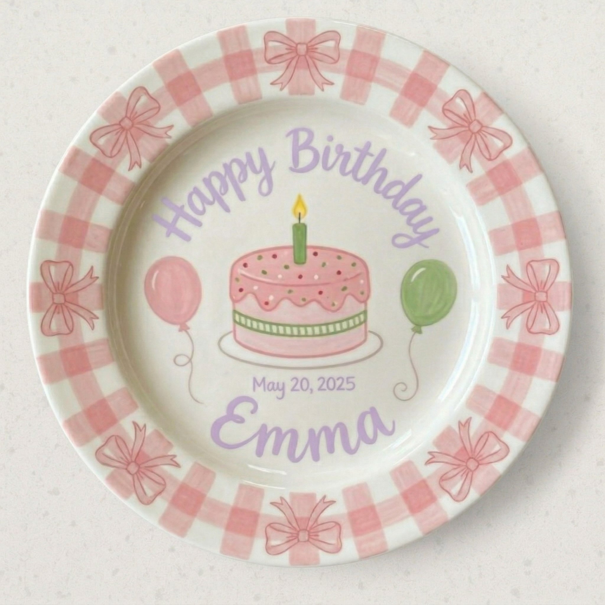 Personalized Baby Girl Ceramic Birthday Plate – Custom Hand Painted Ceramic Gift - BCP152