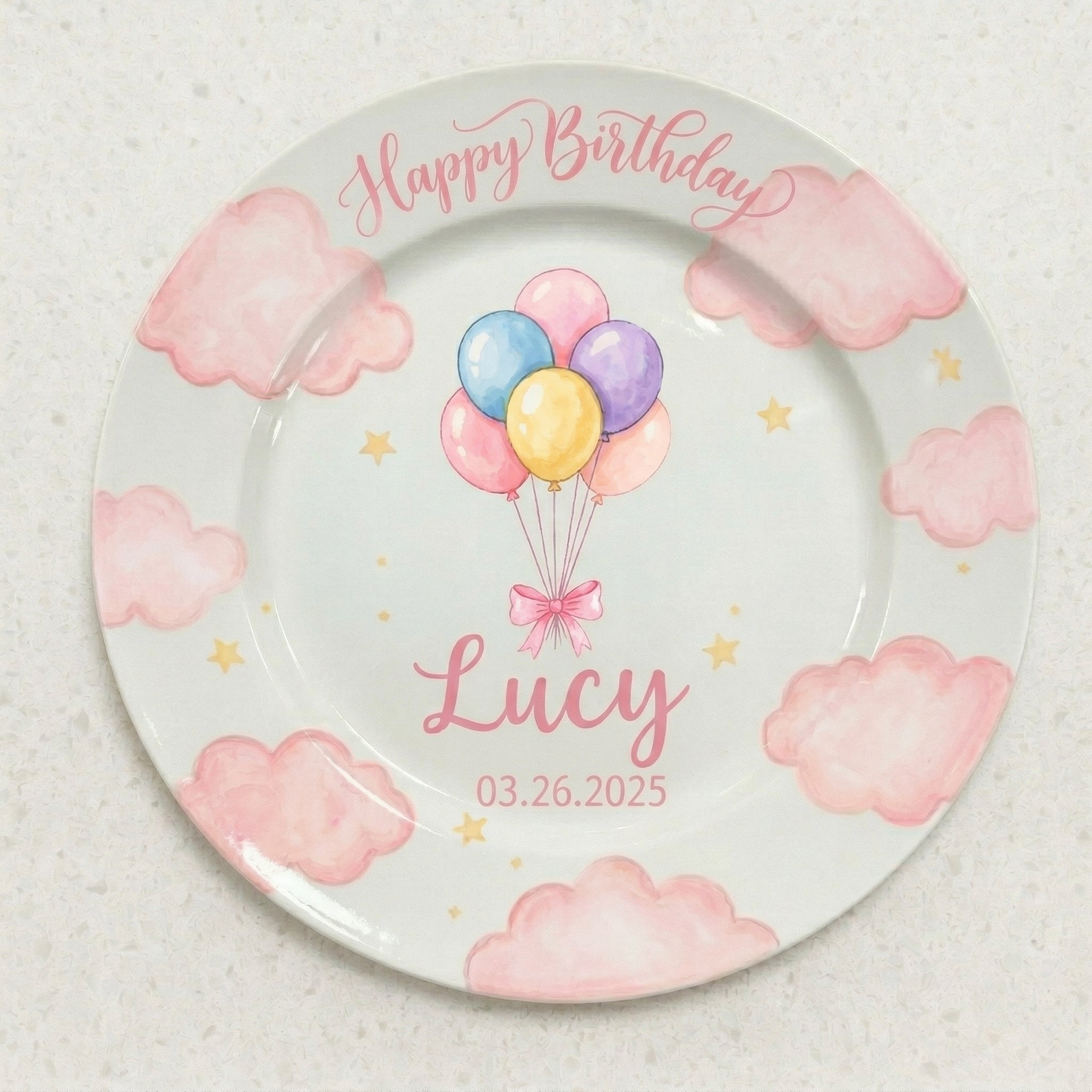 Personalized Baby Girl Ceramic Birthday Plate – Custom Hand Painted Ceramic Gift - BCP153