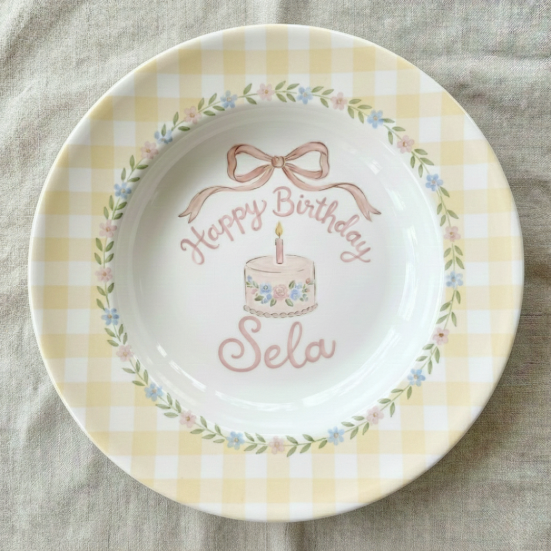 Personalized Ceramic Birthday Plate - Custom Name & Date Keepsake Gift for Baby Girl- BCP77