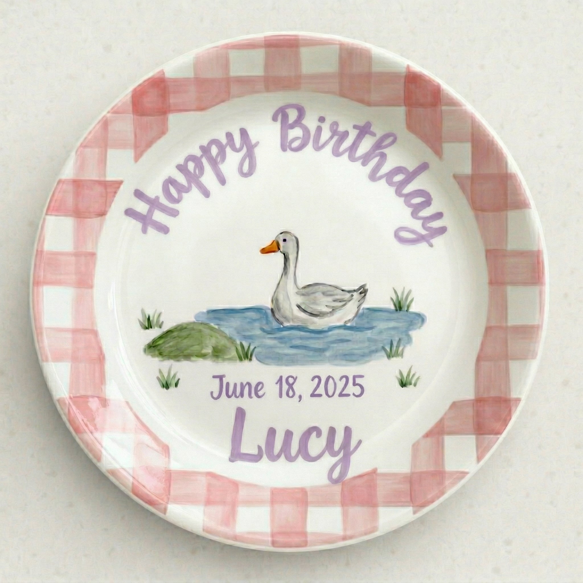 Personalized Baby Girl Ceramic Birthday Plate – Custom Hand Painted Ceramic Gift - BCP176