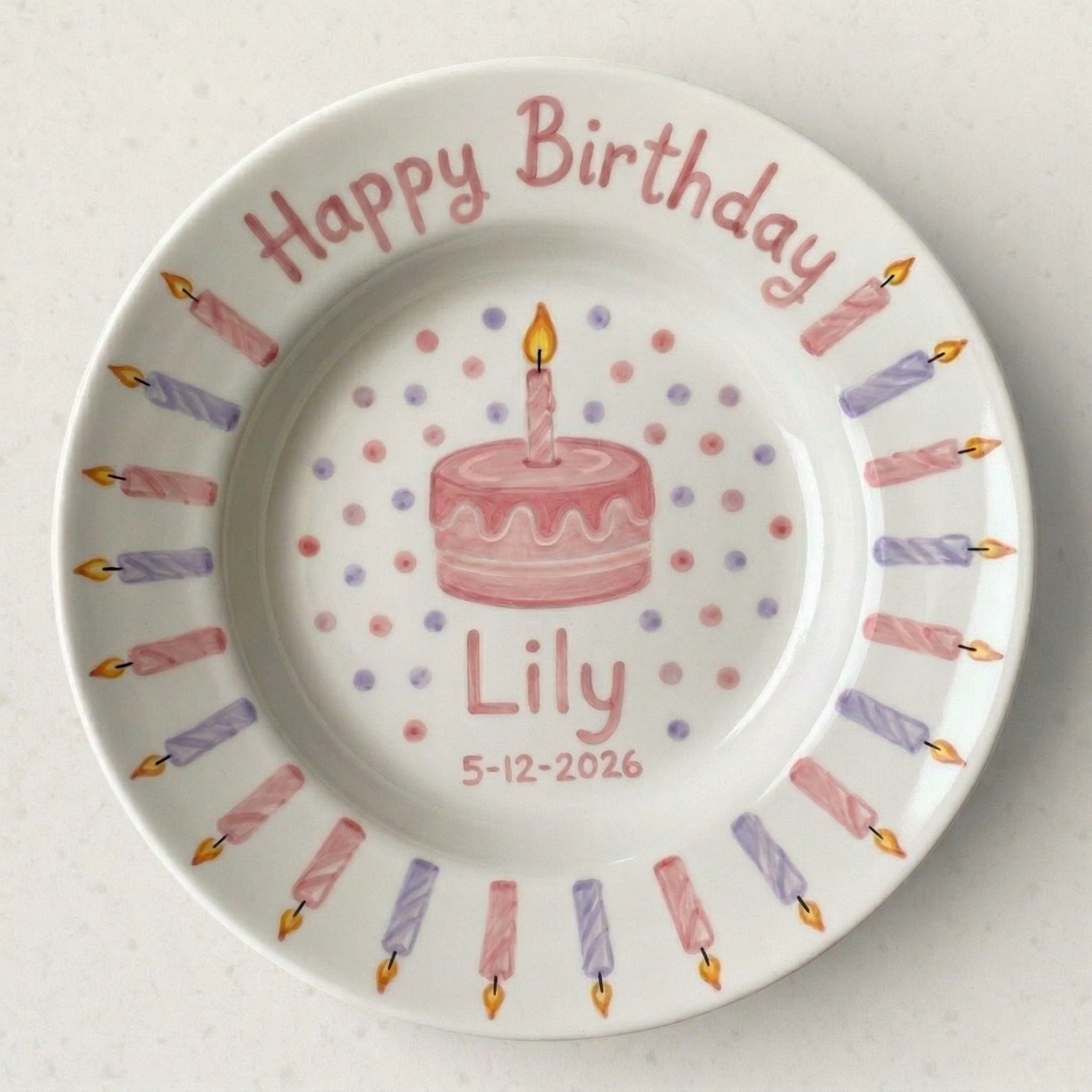 Personalized Baby Girl Ceramic Birthday Plate – Custom Hand Painted Ceramic Gift - BCP118