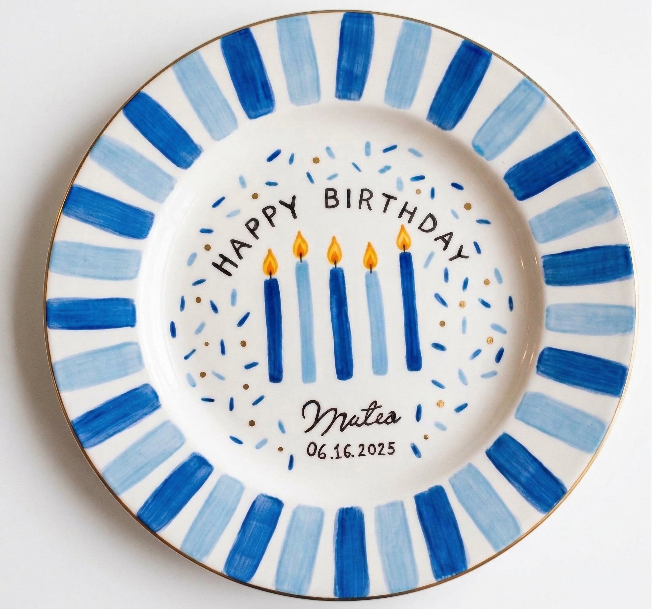 Personalized Baby Boy's Ceramic Birthday Plate – Custom Hand Painted Ceramic Gift - BCP183