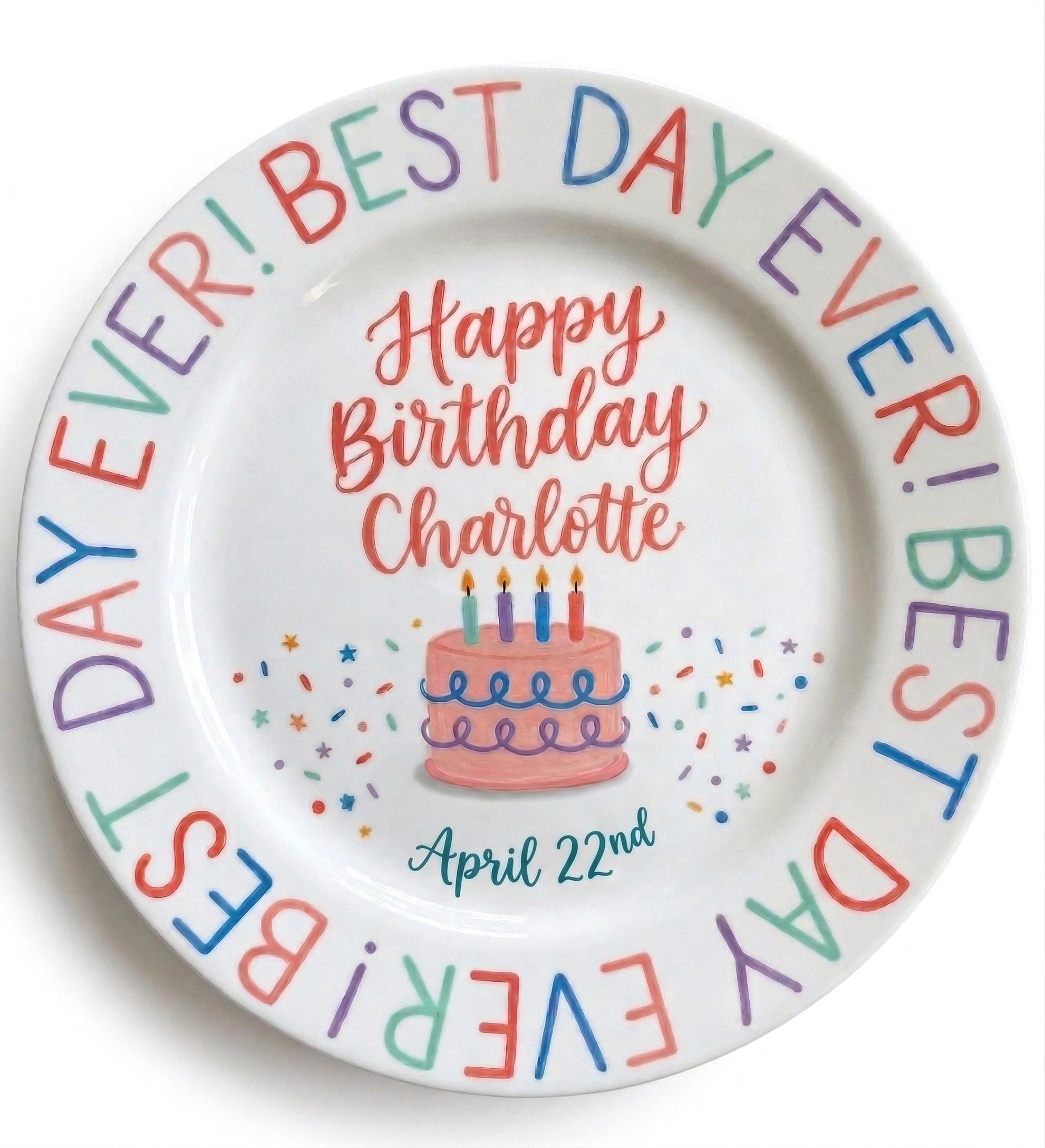 Personalized Baby Girl Ceramic Birthday Plate – Custom Hand Painted Ceramic Gift - BCP184