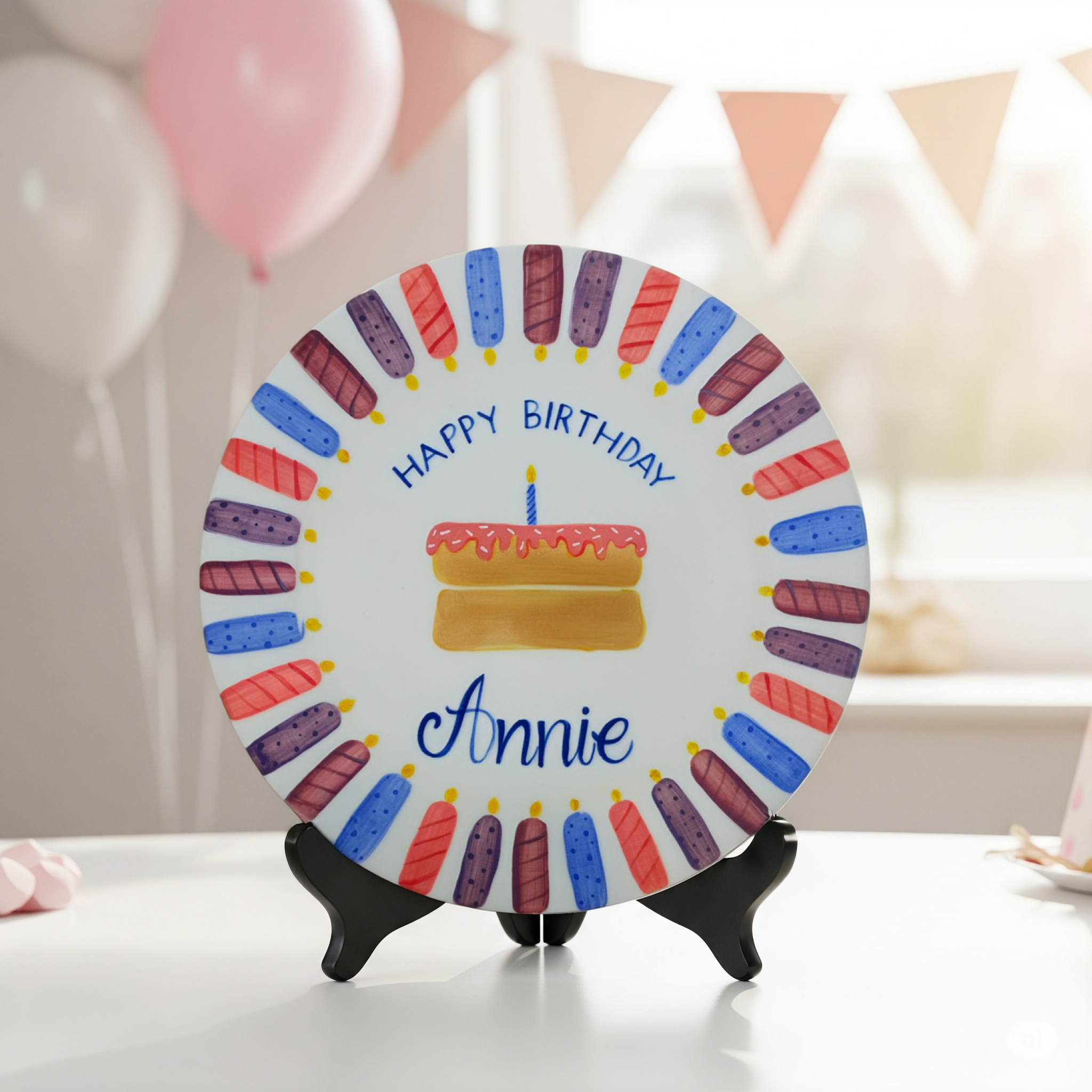 Personalized Girl Birthday Plate – Custom Hand-Painted Ceramic Gift - BCP57