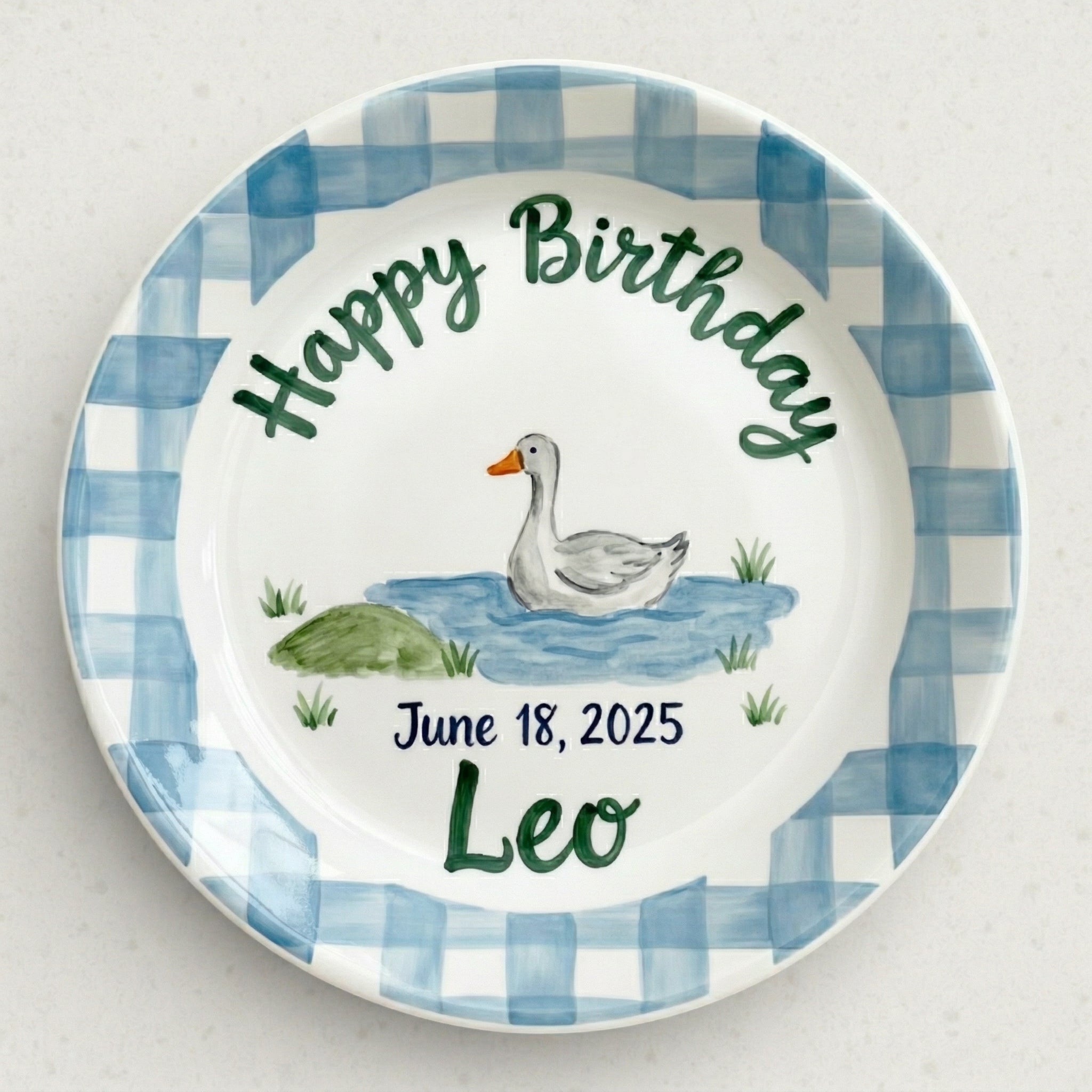 Personalized Baby Boy's Ceramic Birthday Plate – Custom Hand Painted Ceramic Gift - BCP169