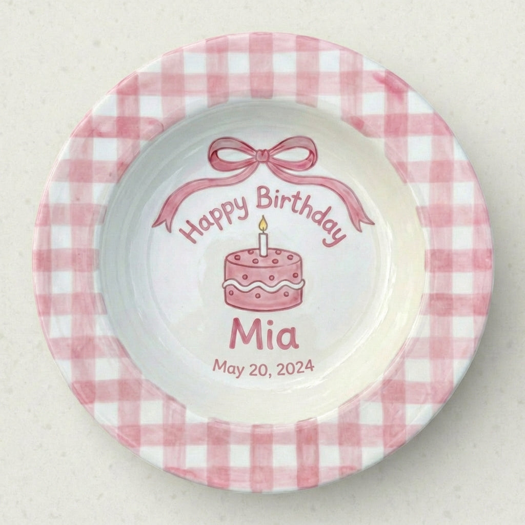 Personalized Baby Girl Ceramic Birthday Plate – Custom Hand Painted Ceramic Gift - BCP76
