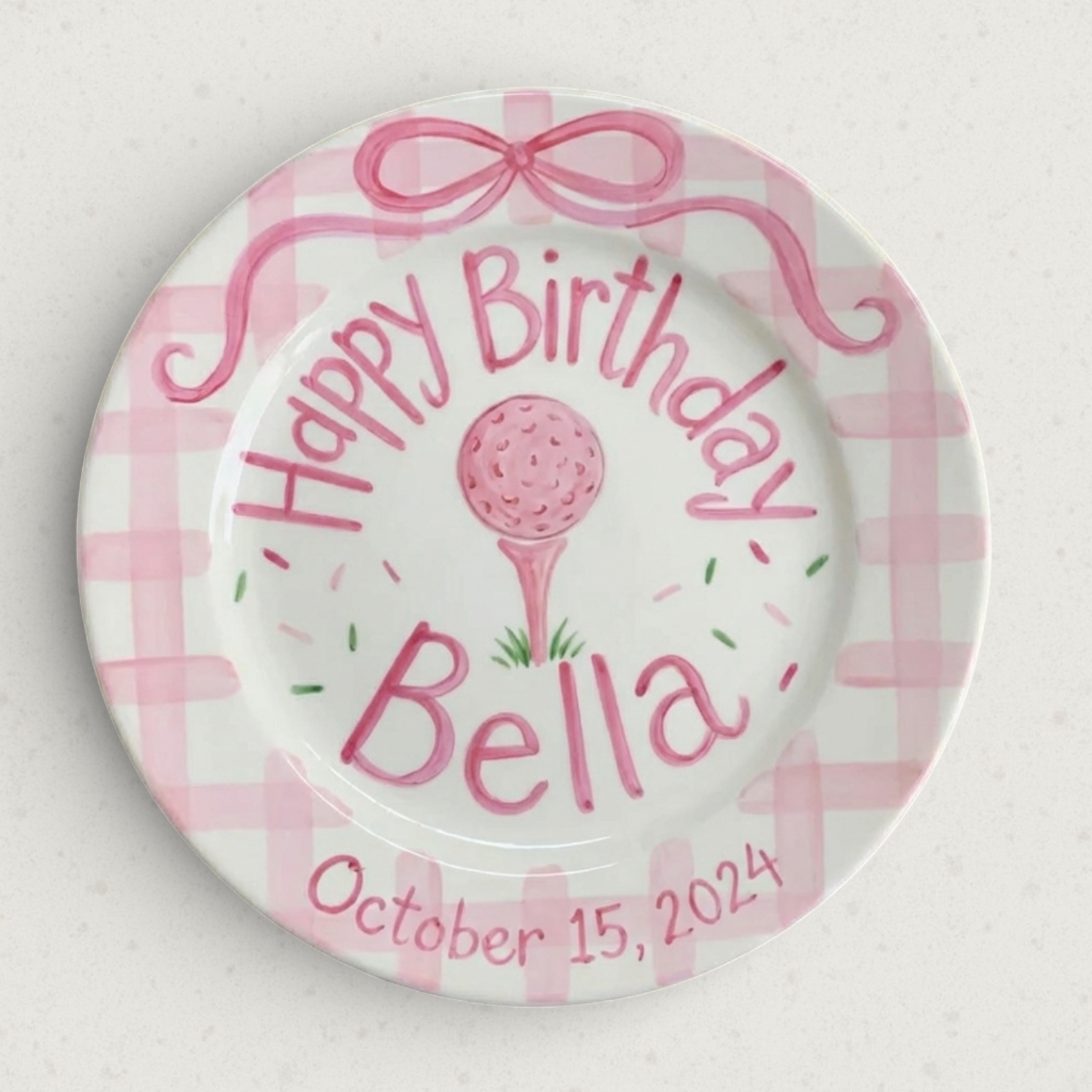 Personalized Girl's Ceramic Birthday Plate - Custom Name & Hand-Painted Floral Keepsake- BCP19