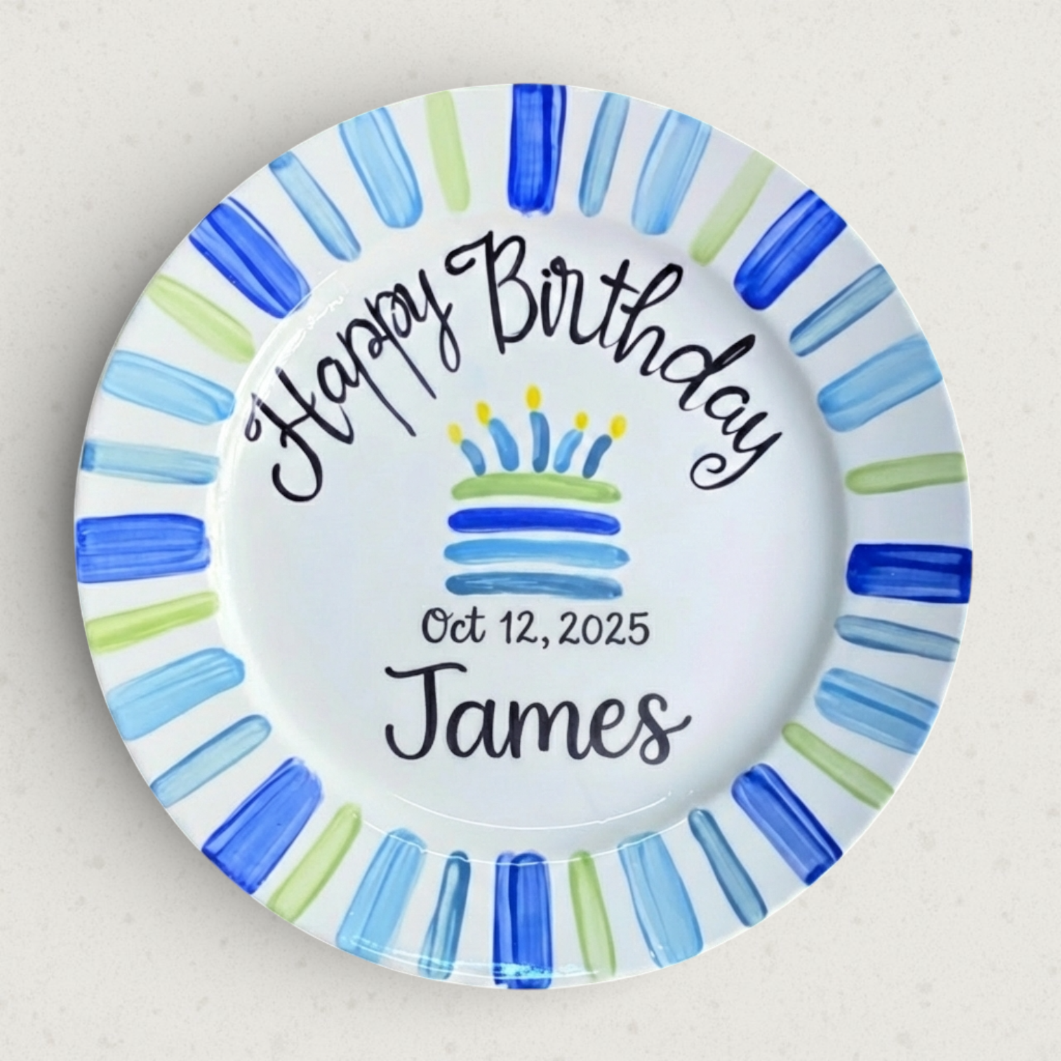 Personalized Birthday Plate for Kid - Hand-Painted Ceramic Dish - BCP27