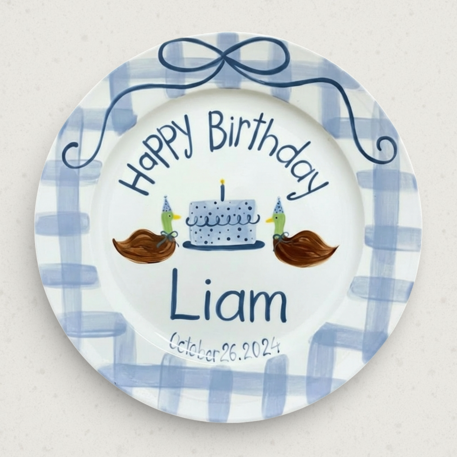 Personalized Boy's Ceramic Birthday Plate - Custom Name & Hand-Painted Keepsake - BCP61