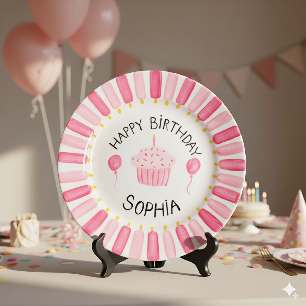 Personalized Boy Birthday Plate – Custom Hand-Painted Ceramic Gift - BCP55