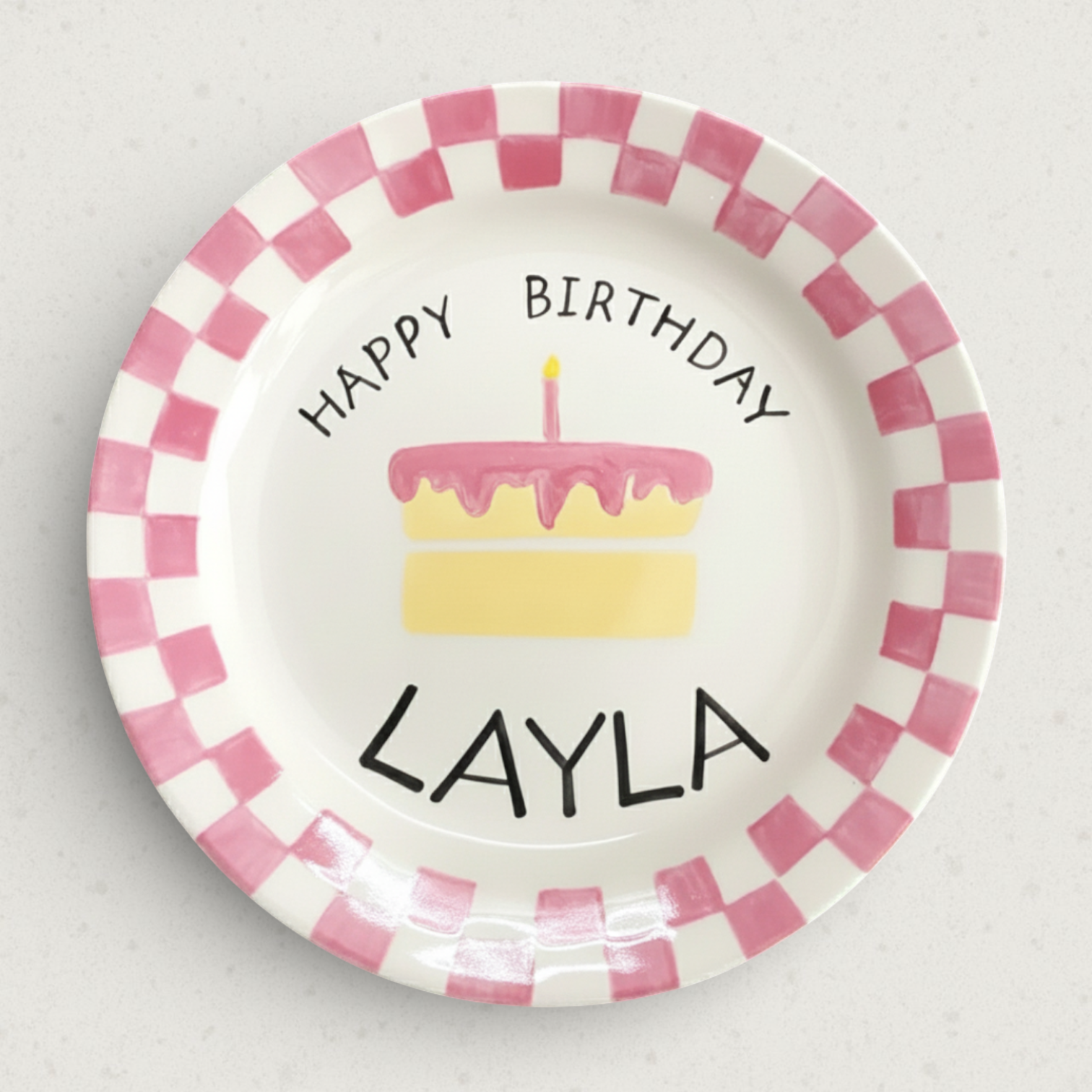 Personalized Baby Girl Ceramic Birthday Plate – Custom Hand Painted Ceramic Gift - BCP56