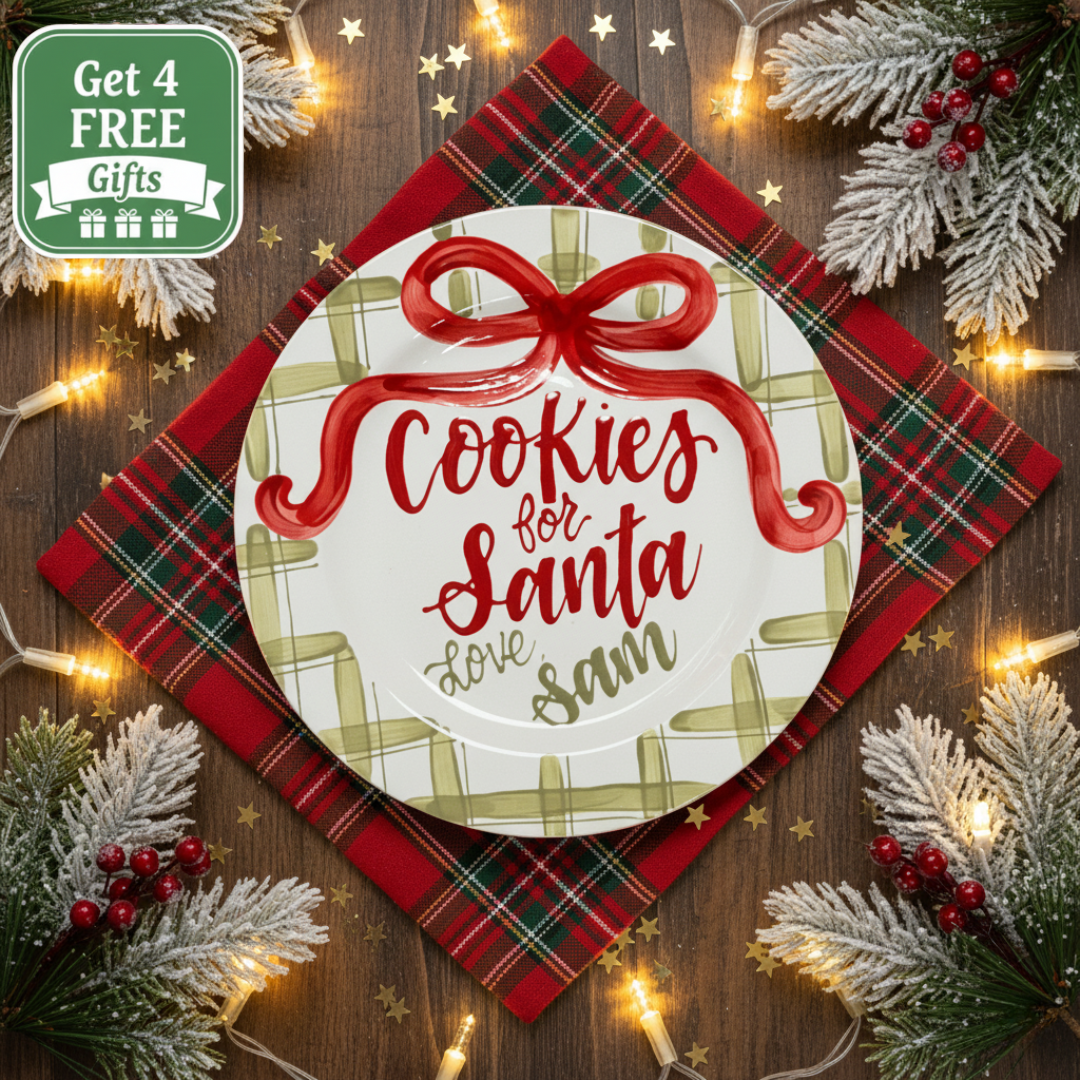 Personalized Ceramic Cookies for Santa Plate - Custom Christmas Gift - CFS13