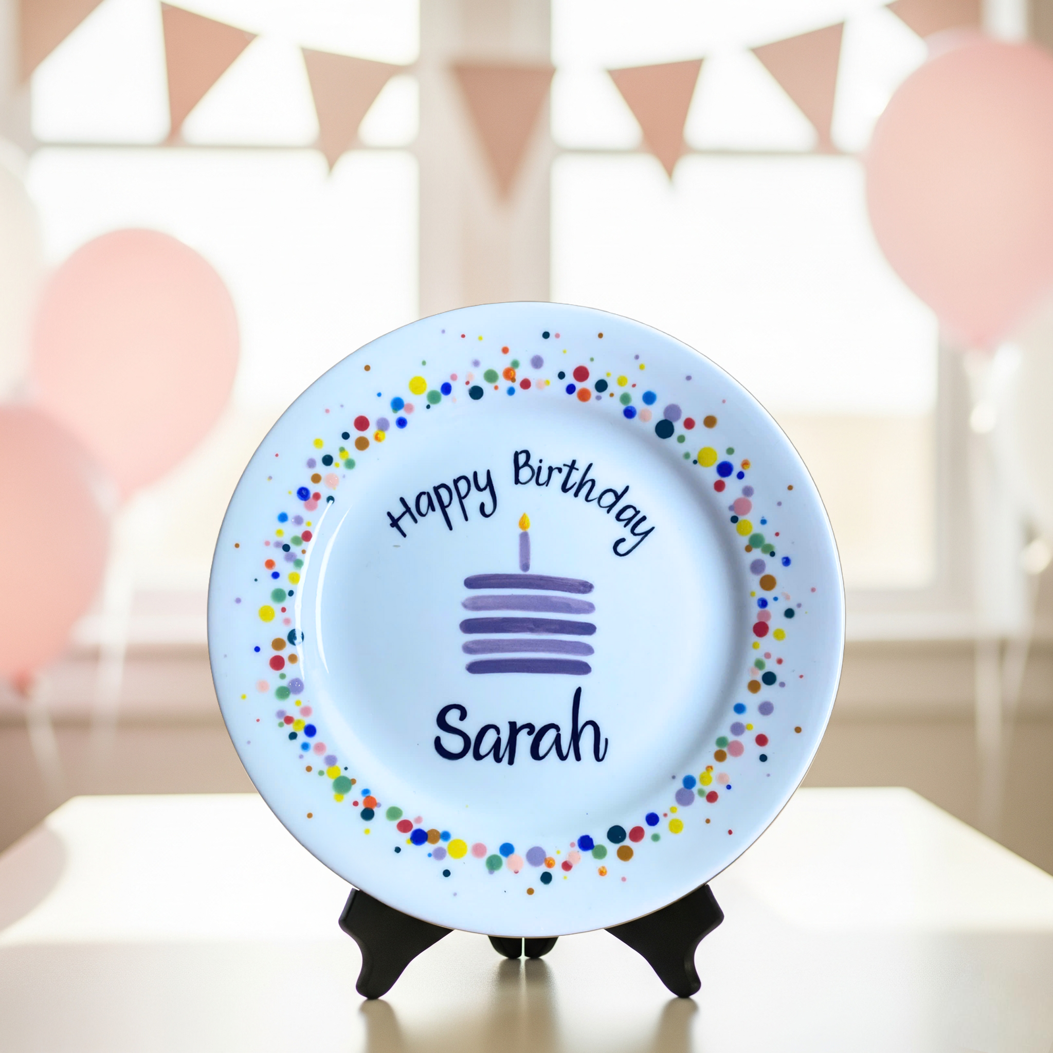 Personalized Girl Birthday Plate – Custom Hand-Painted Ceramic Gift - BCP58