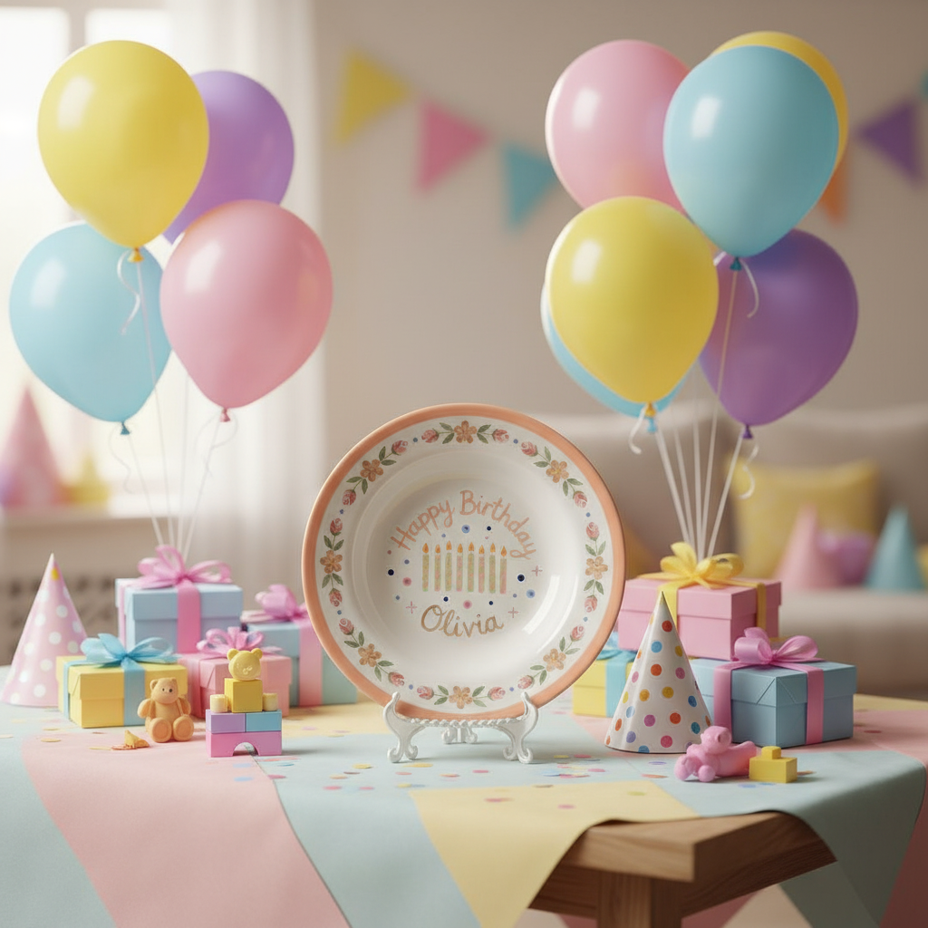 Personalized Girl Birthday Plate – Custom Hand-Painted Ceramic Gift - BCP72