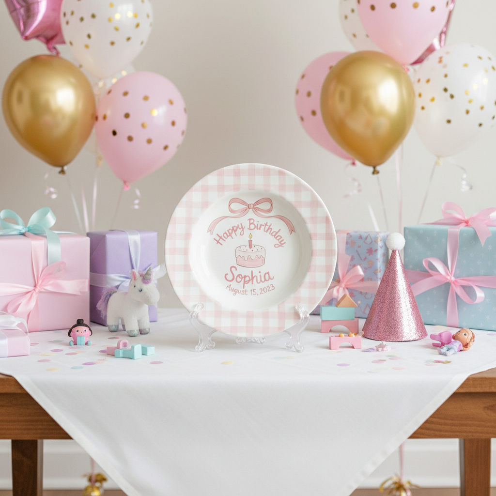 Personalized Girl Birthday Plate – Custom Hand-Painted Ceramic Gift - BCP75