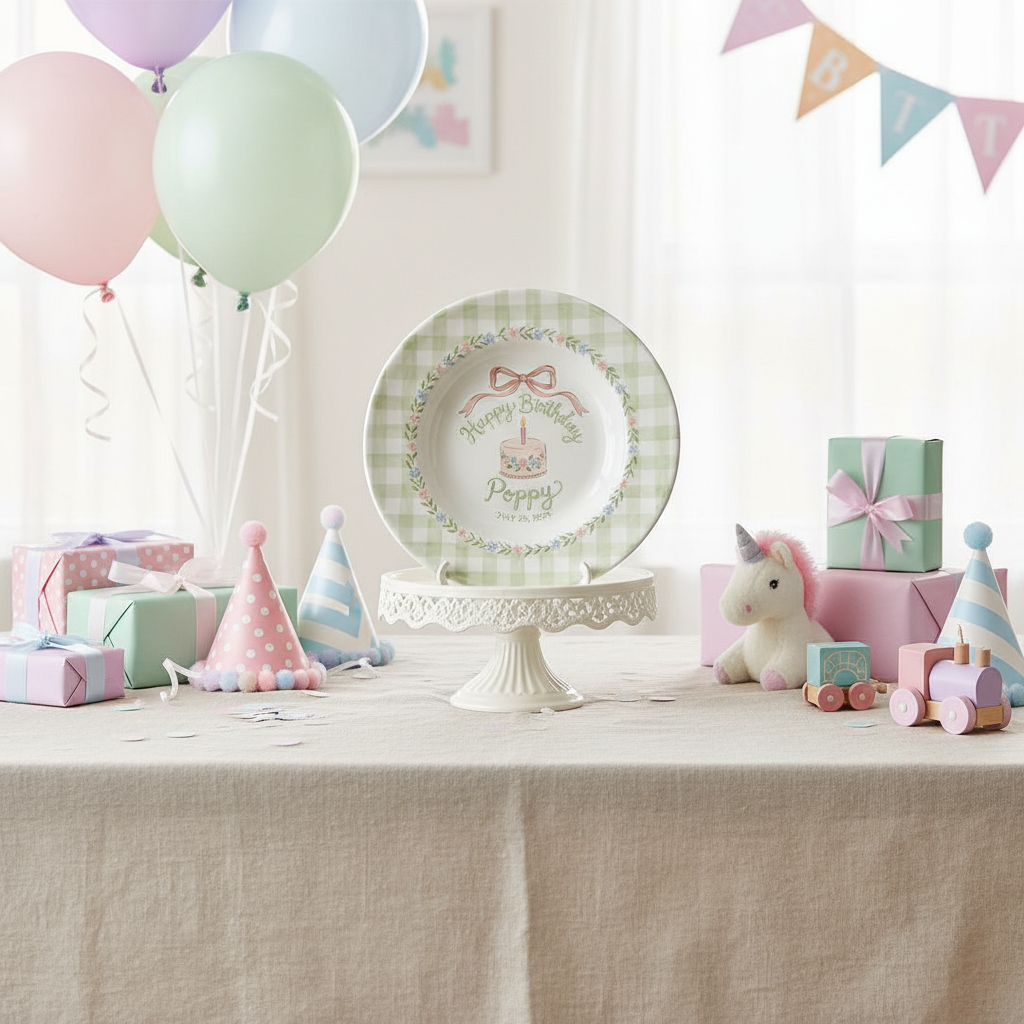 Personalized Girl Birthday Plate – Custom Hand-Painted Ceramic Gift - BCP77