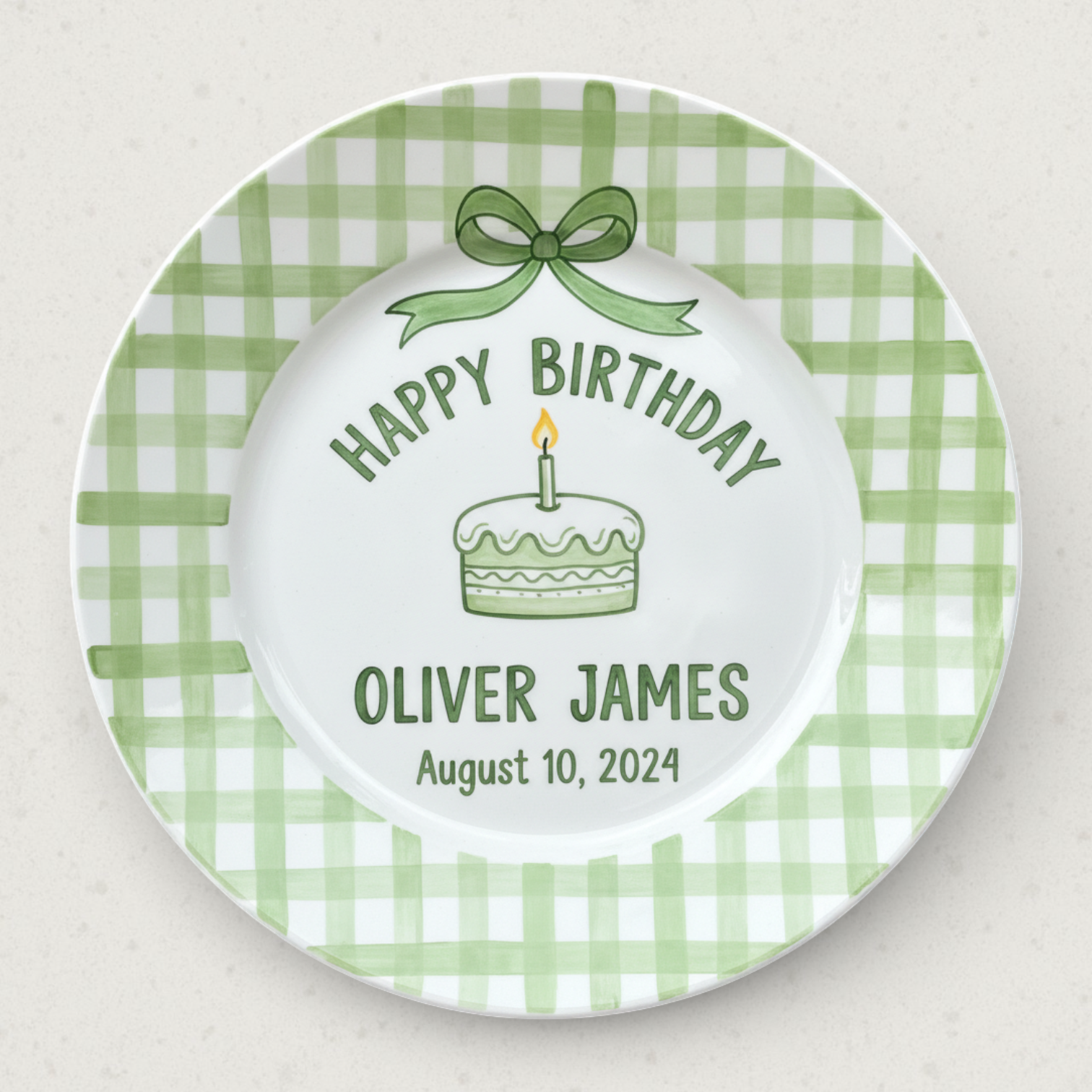 Personalized Boy's Ceramic Birthday Plate - Custom Name & Hand-Painted Keepsake - BCP80
