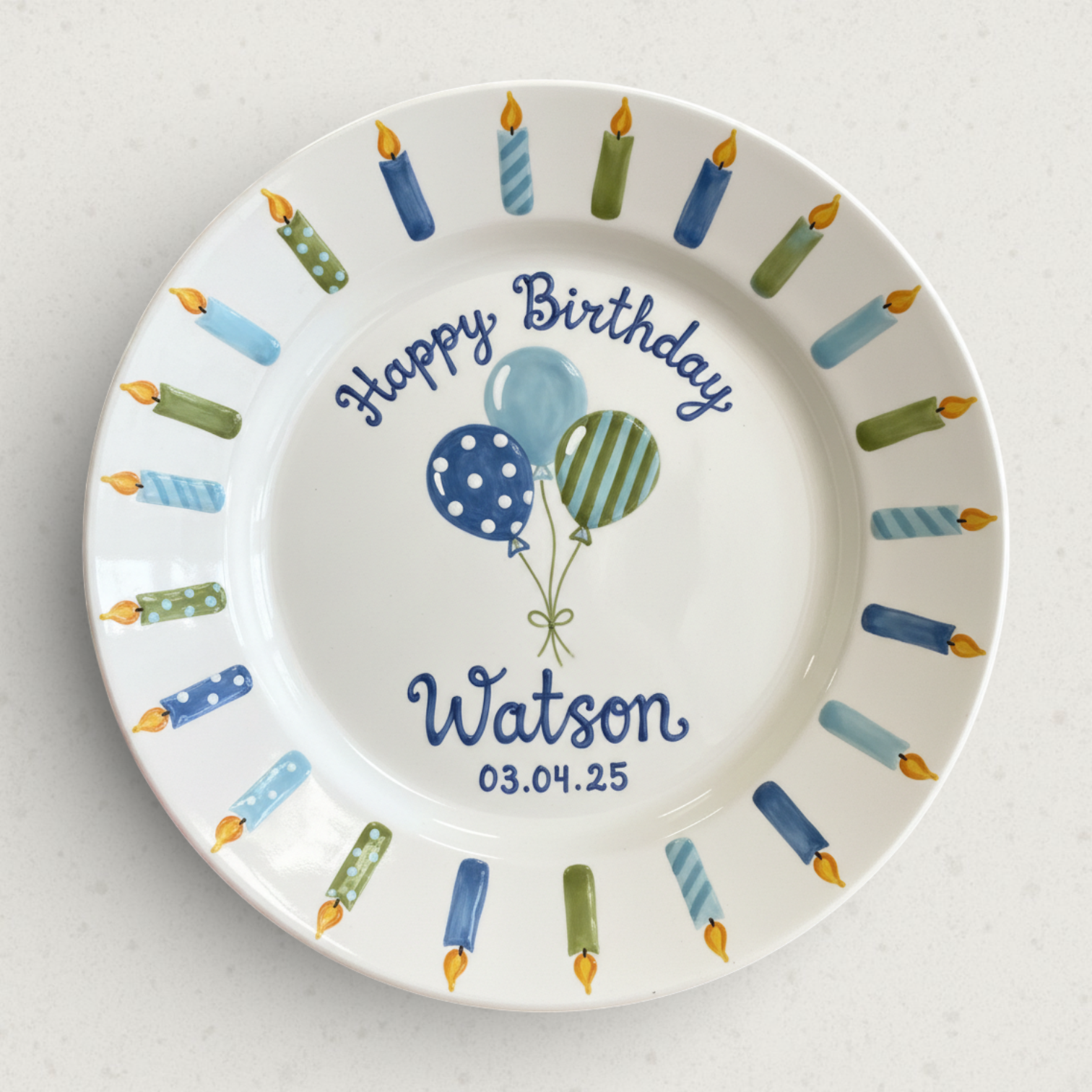 Personalized Boy Birthday Plate – Custom Hand-Painted Ceramic Gift - BCP83