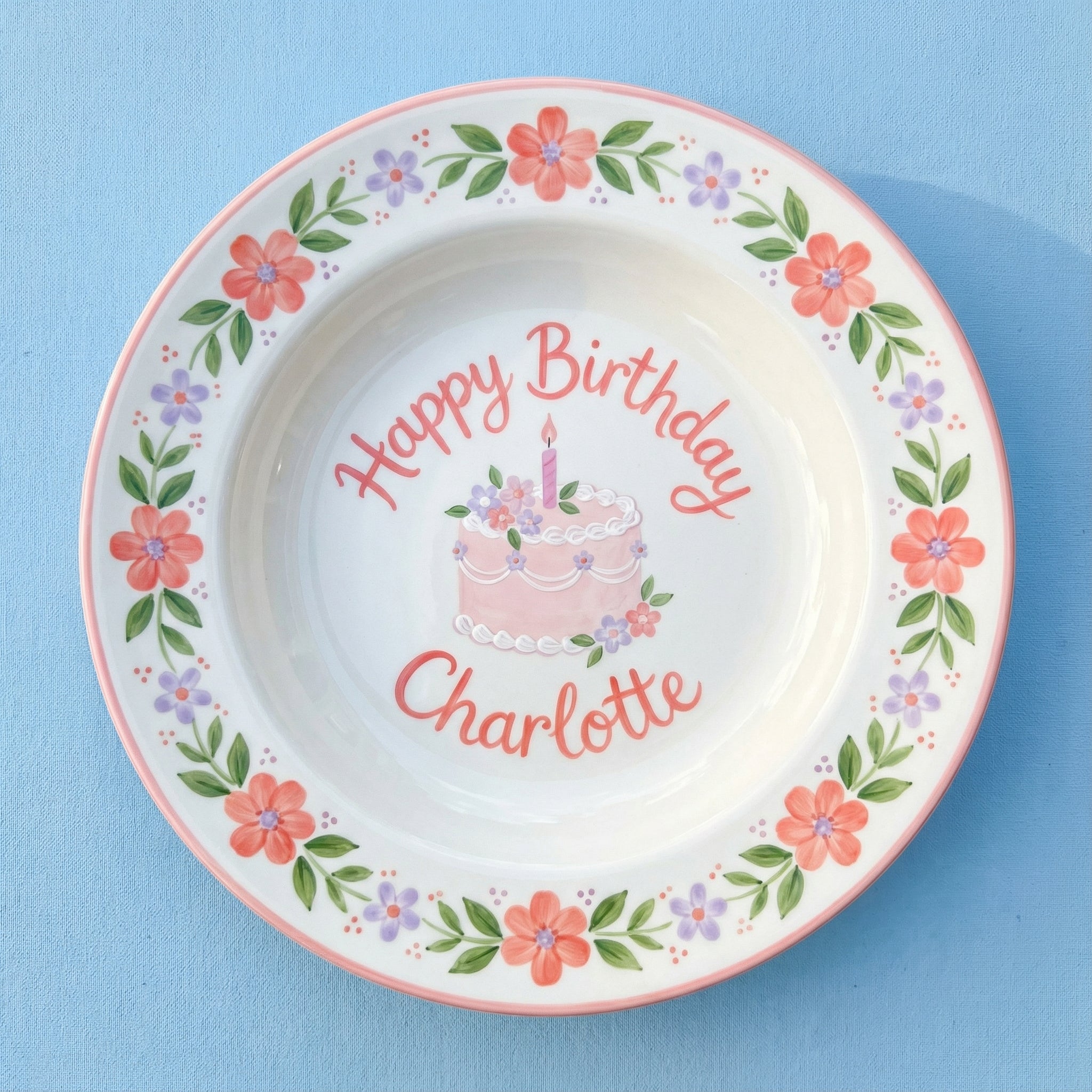Personalized Girl Birthday Plate – Custom Hand-Painted Ceramic Gift - BCP73