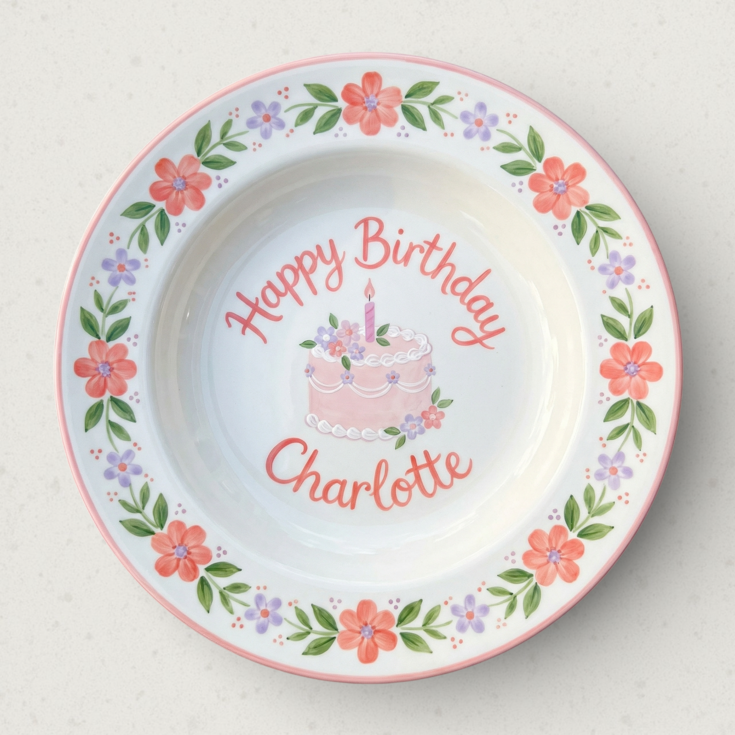 Personalized Girl Birthday Plate – Custom Hand-Painted Ceramic Gift - BCP73
