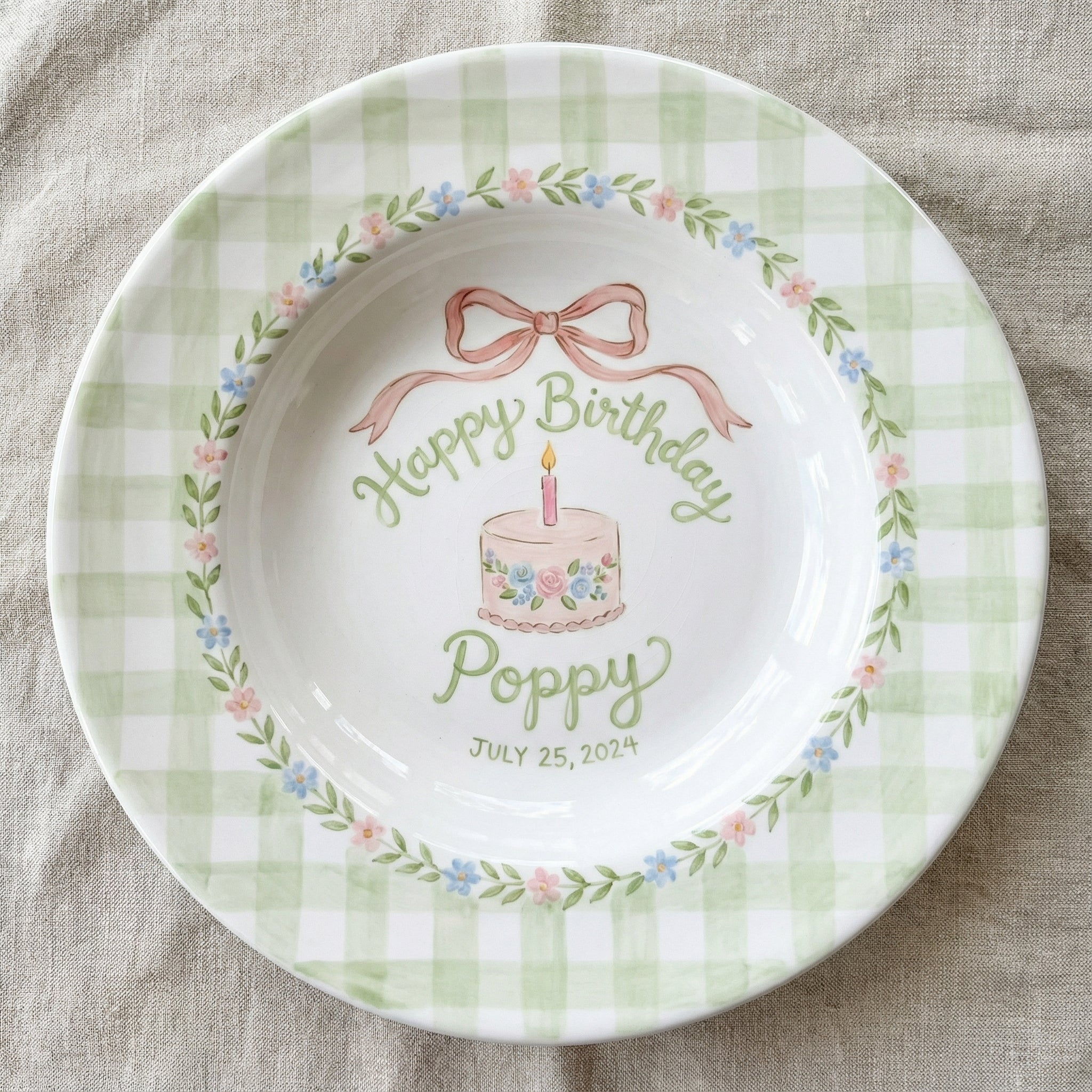 Personalized Girl Birthday Plate – Custom Hand-Painted Ceramic Gift - BCP77