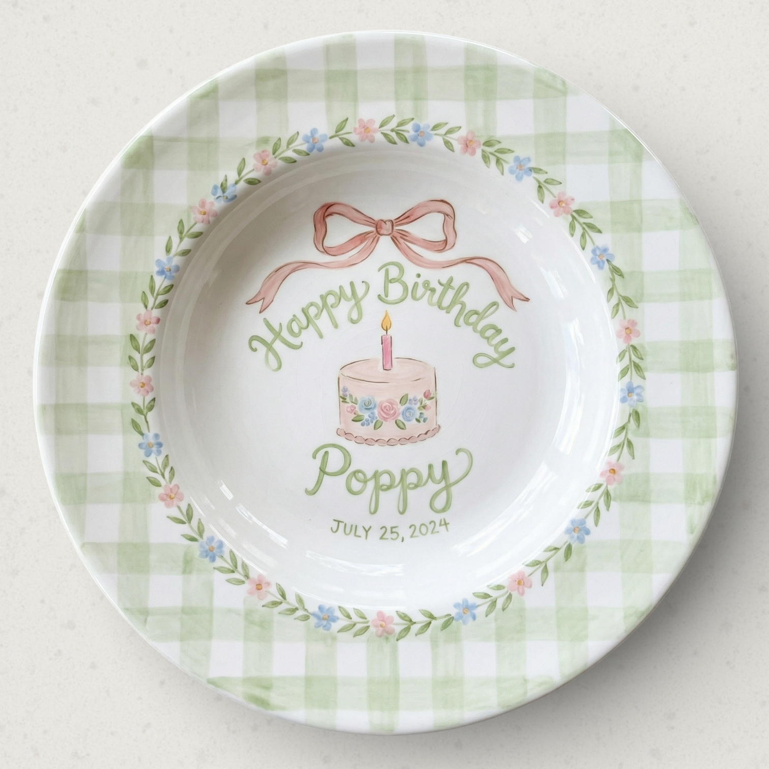 Personalized Girl Birthday Plate – Custom Hand-Painted Ceramic Gift - BCP77