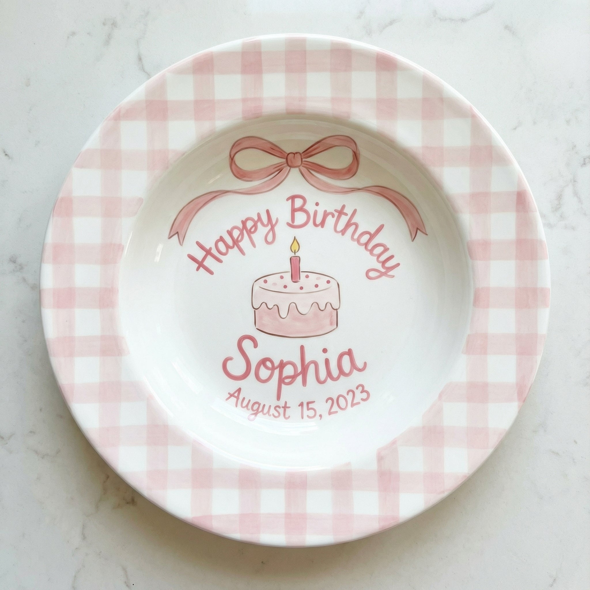 Personalized Girl Birthday Plate – Custom Hand-Painted Ceramic Gift - BCP75