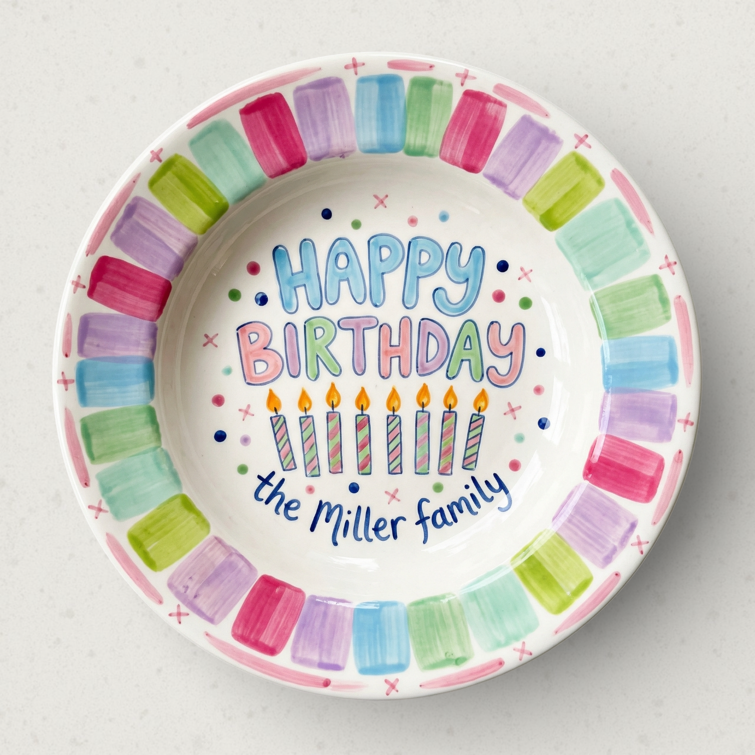 Personalized Girl Birthday Plate – Custom Hand-Painted Ceramic Gift - BCP74