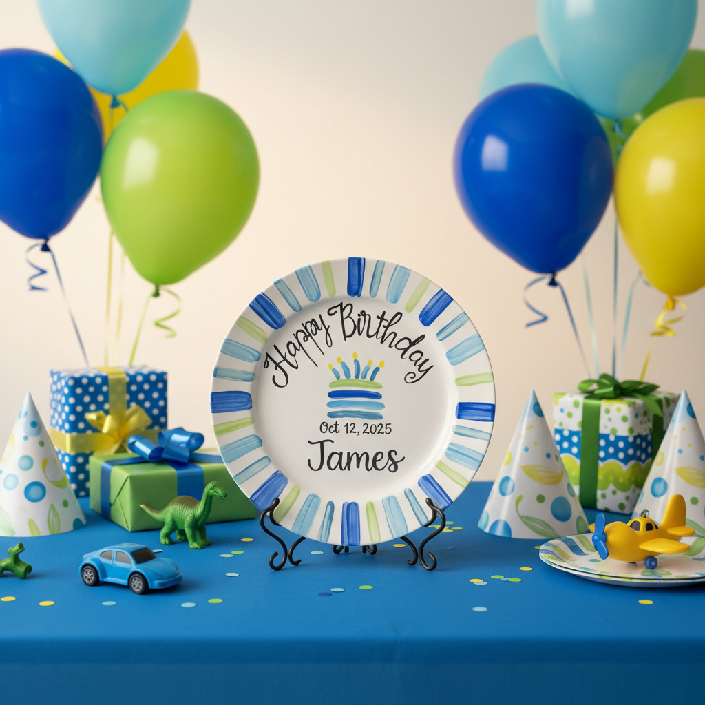 Personalized Birthday Plate for Kid - Hand-Painted Ceramic Dish - BCP27