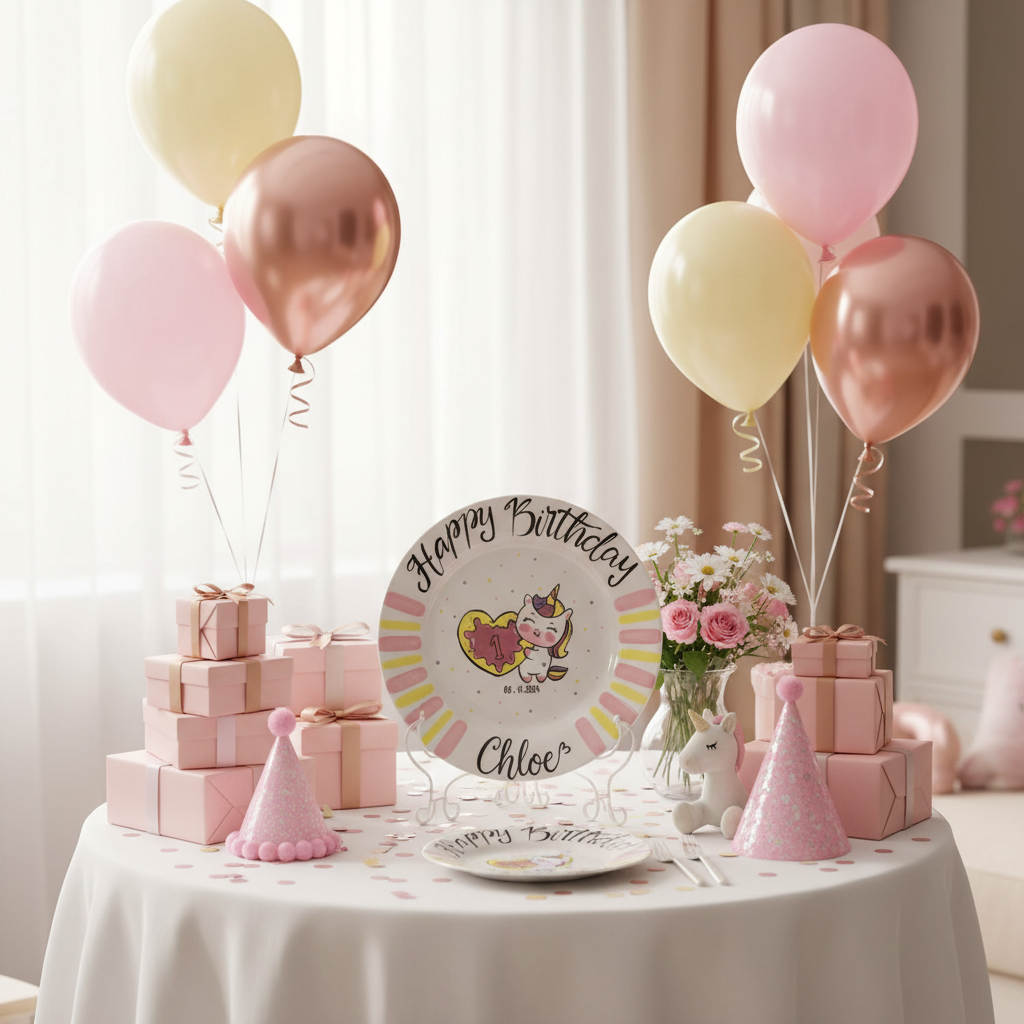 Personalized Ceramic Unicorn Birthday Plate - Cute Gift for Girls- BCP60