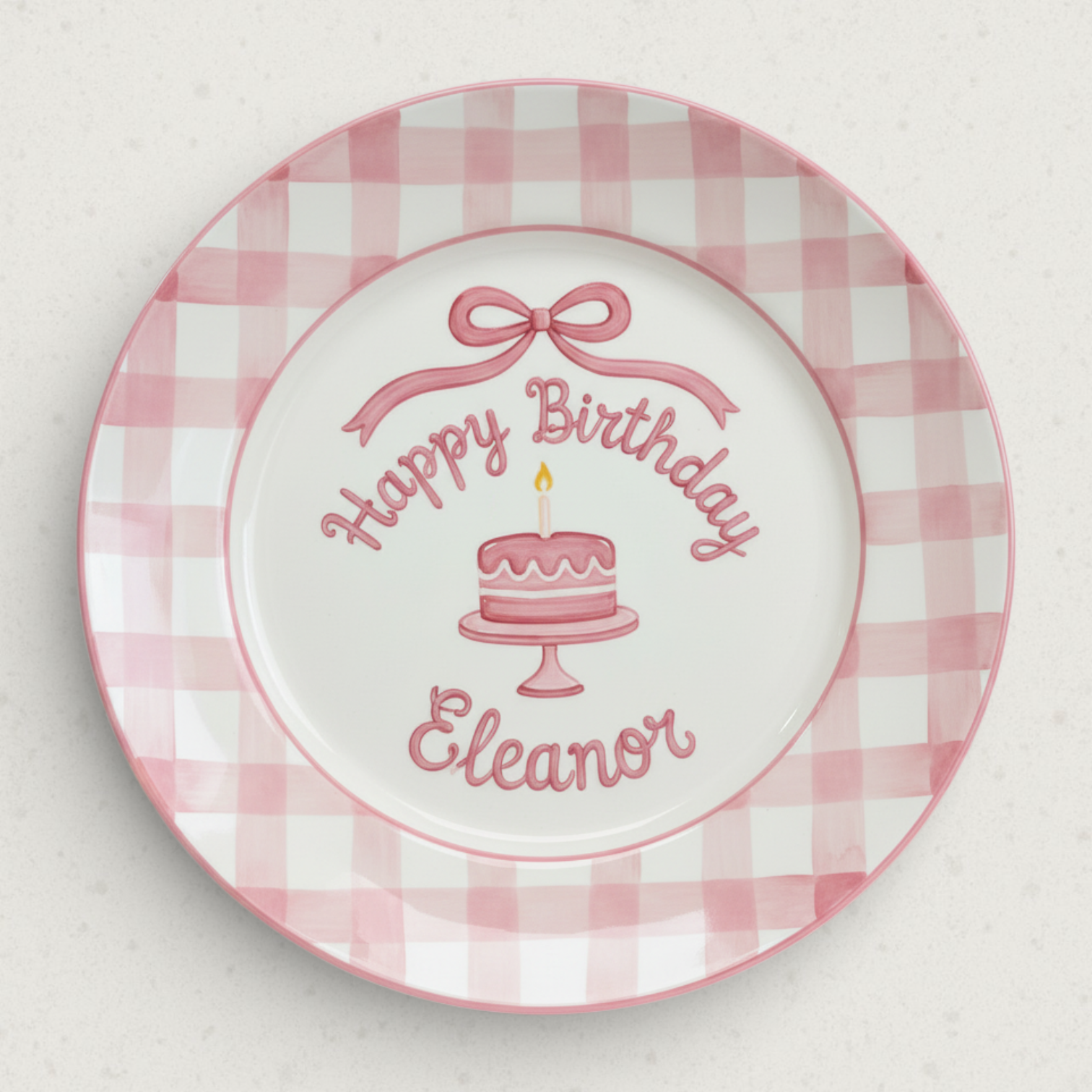 Personalized Girl's Ceramic Birthday Plate - Custom Name & Hand-Painted Floral Keepsake- BCP89