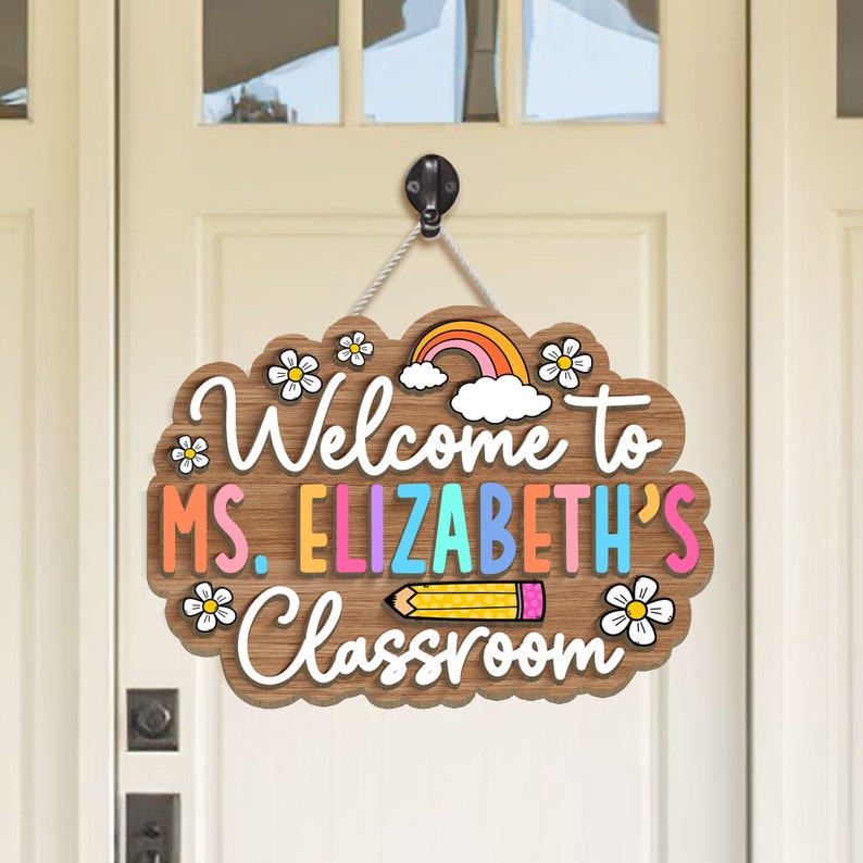 Personalized 3D Teacher Door Sign β Teacher Gifts, Classroom Decoration