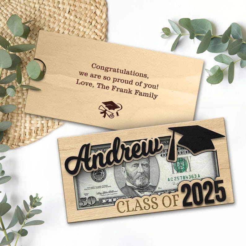Personalized Graduation 2025 Money Holder Gift, Custom Gift for Grad Student, Gift for High School Senior, Custom Grad Name Cash Holder MH12