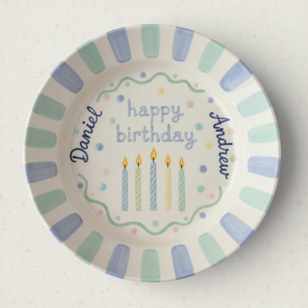 Personalized Boy Birthday Plate – Custom Hand-Painted Ceramic Gift - BCP66