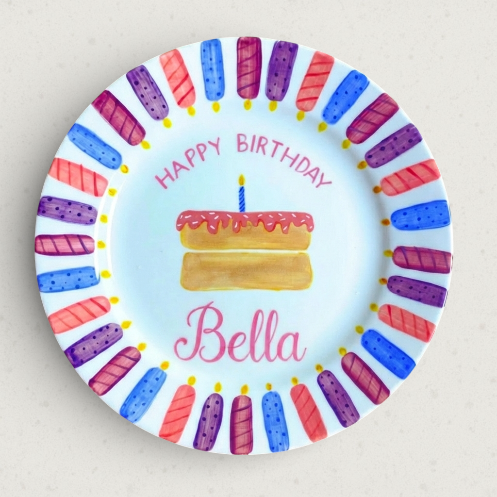 Personalized Girl Birthday Plate – Custom Hand-Painted Ceramic Gift - BCP57