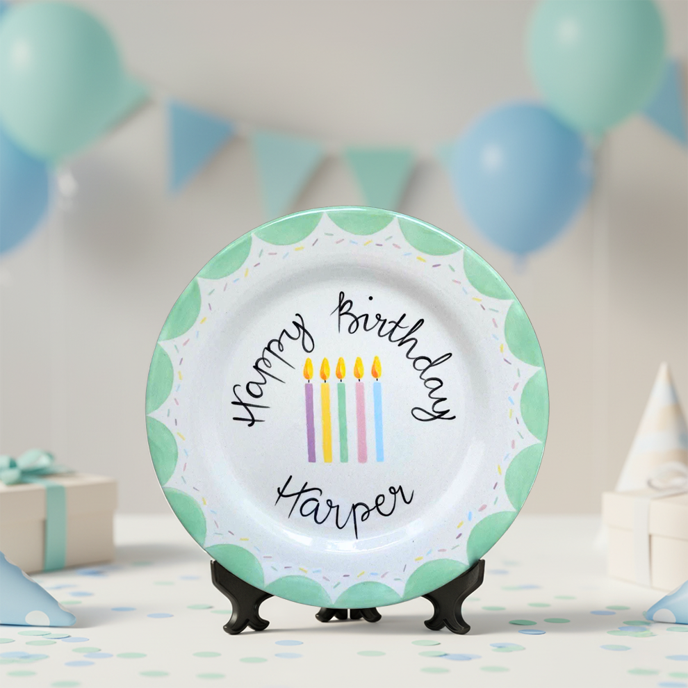 Personalized Birthday Plate with Name For Kid – Hand Painted Ceramic - BCP45