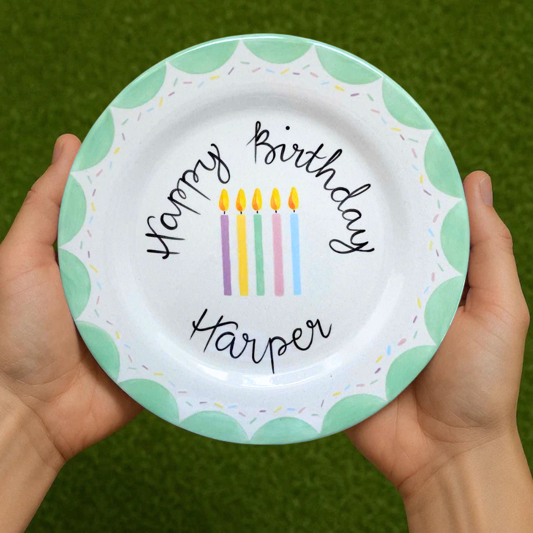 Personalized Birthday Plate with Name For Kid – Hand Painted Ceramic - BCP45