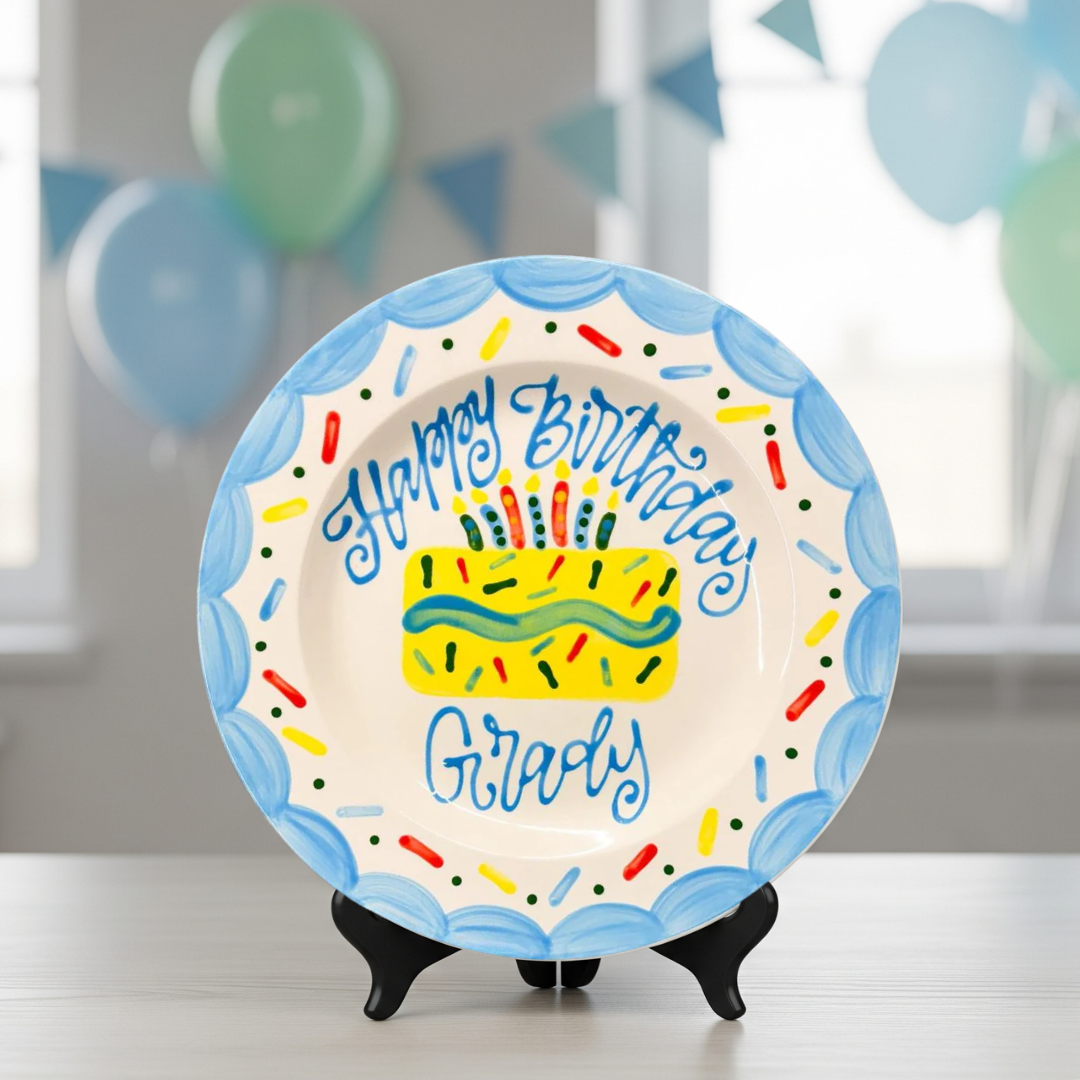 Personalized Birthday Plate for Kid - Hand-Painted Ceramic Dish - BCP24