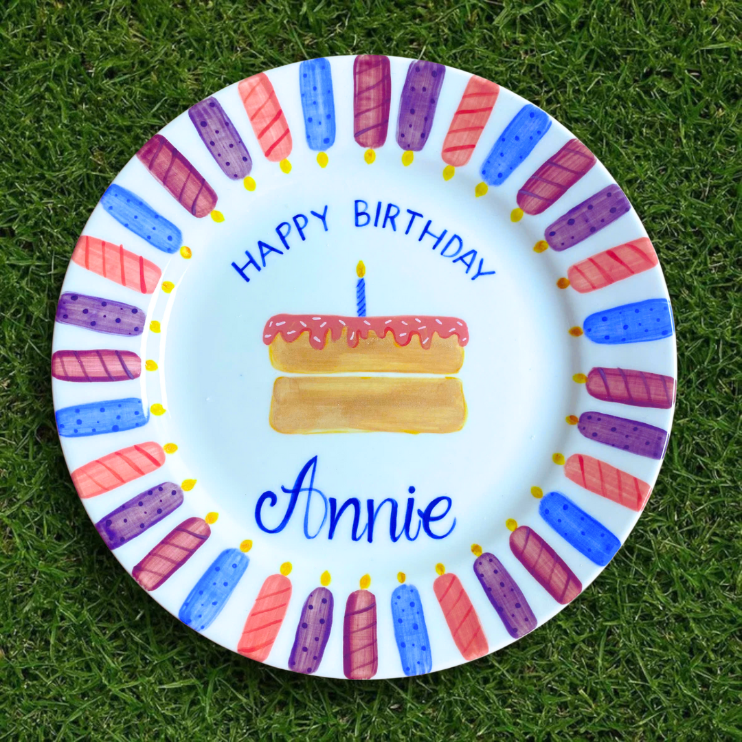 Personalized Girl Birthday Plate – Custom Hand-Painted Ceramic Gift - BCP57