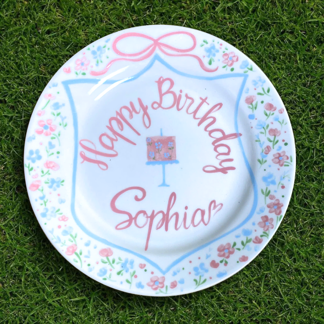 Personalized Birthday Plate with Monogram – Hand-Painted Ceramic - BCP41