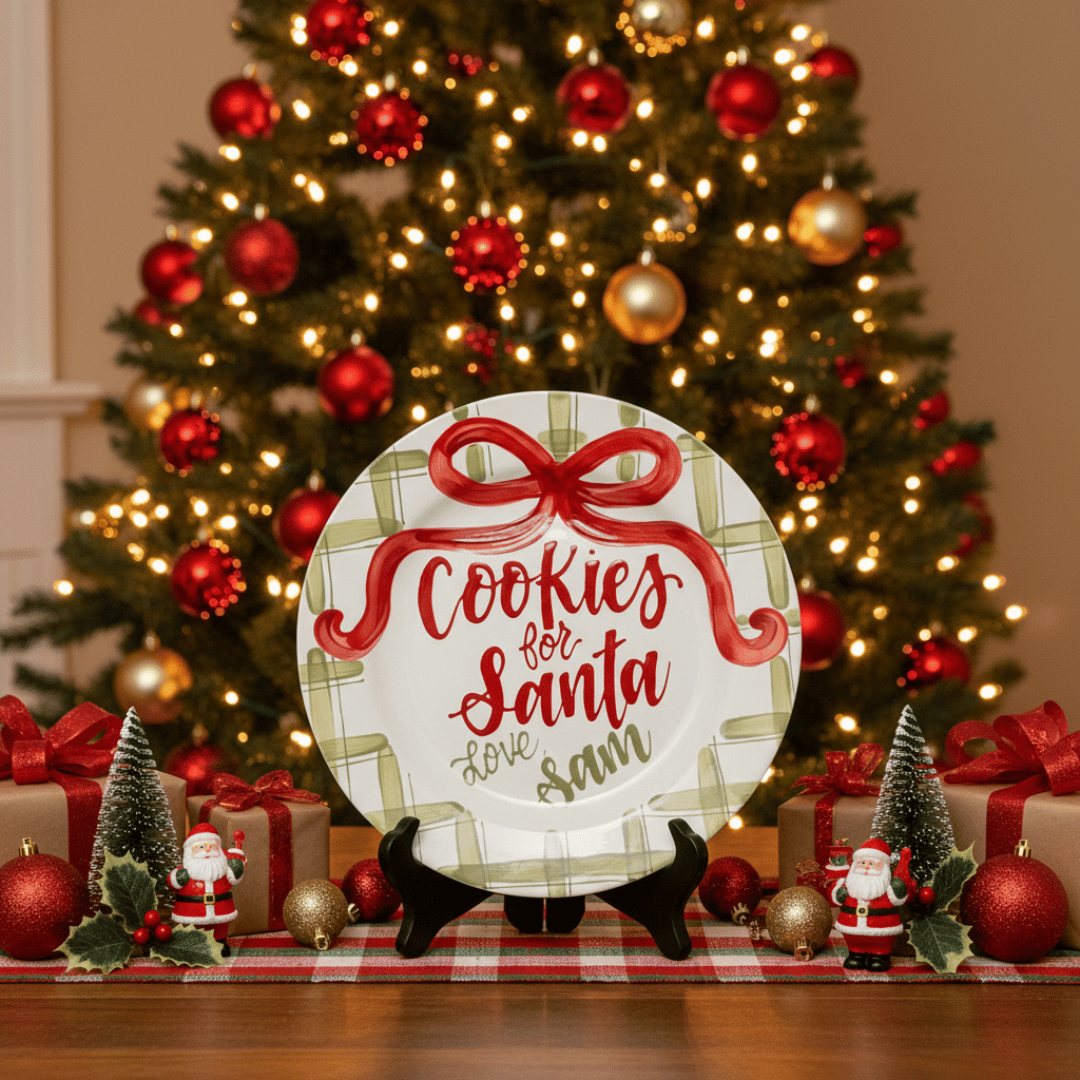 Personalized Ceramic Cookies for Santa Plate - Custom Christmas Gift - CFS13