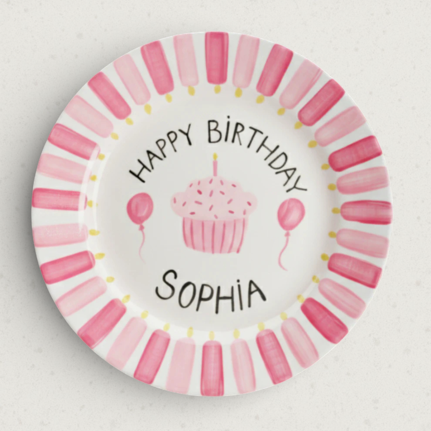 Personalized Baby Girl Ceramic Birthday Plate – Custom Hand Painted Ceramic Gift - BCP55