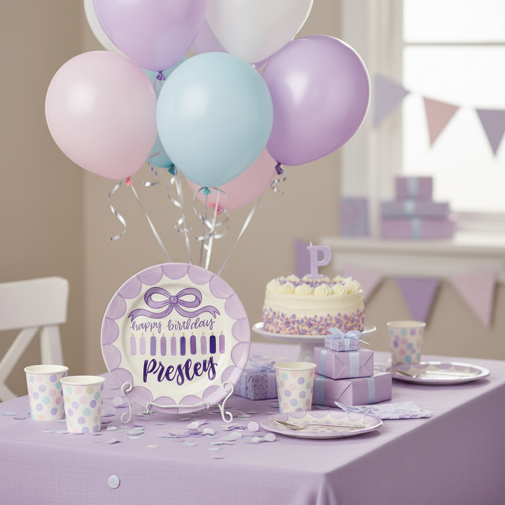 Personalized Baby Girl Ceramic Birthday Plate – Custom Hand Painted Ceramic Gift - BCP188